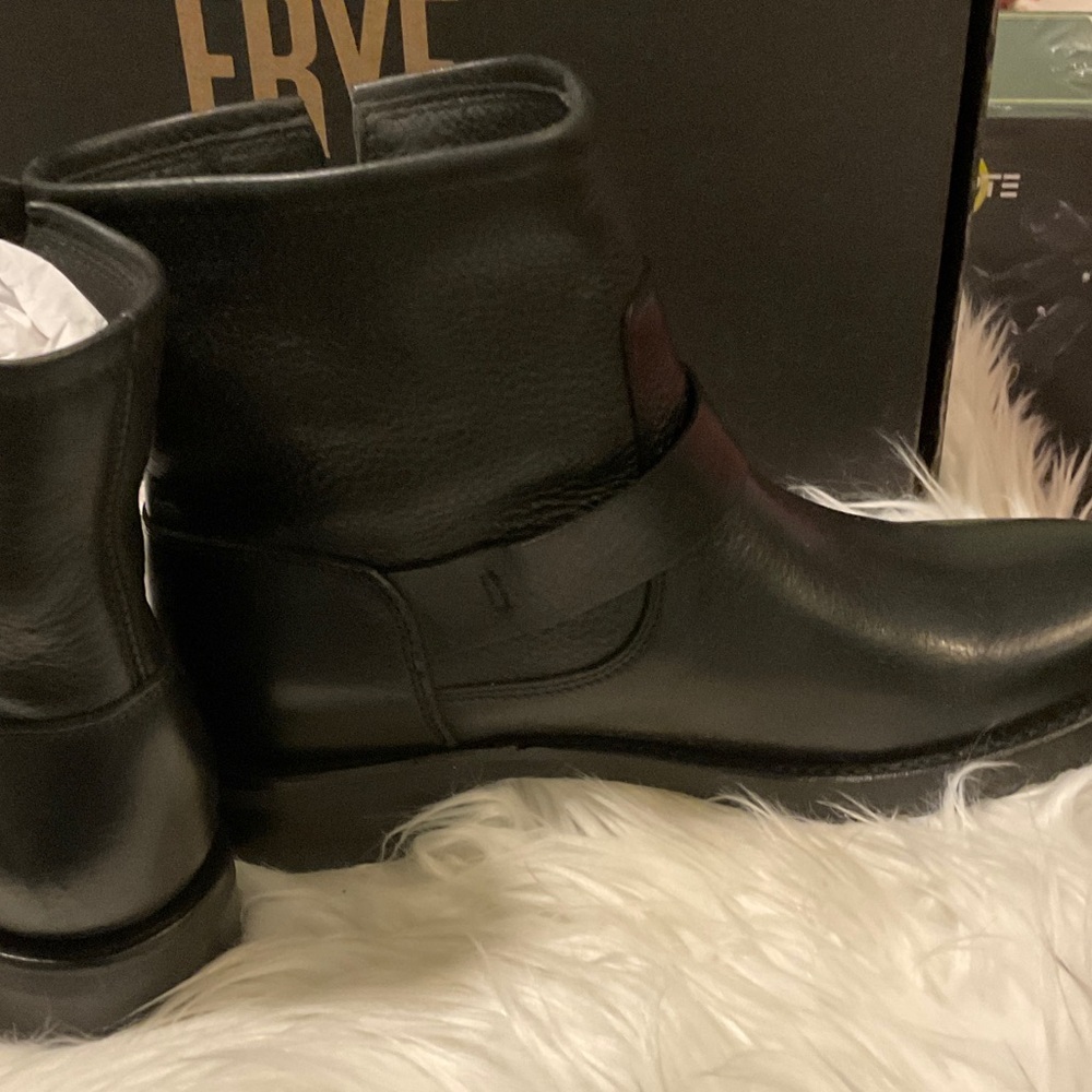 Frye Black Buckle Leather Boots - Picture 6 of 16